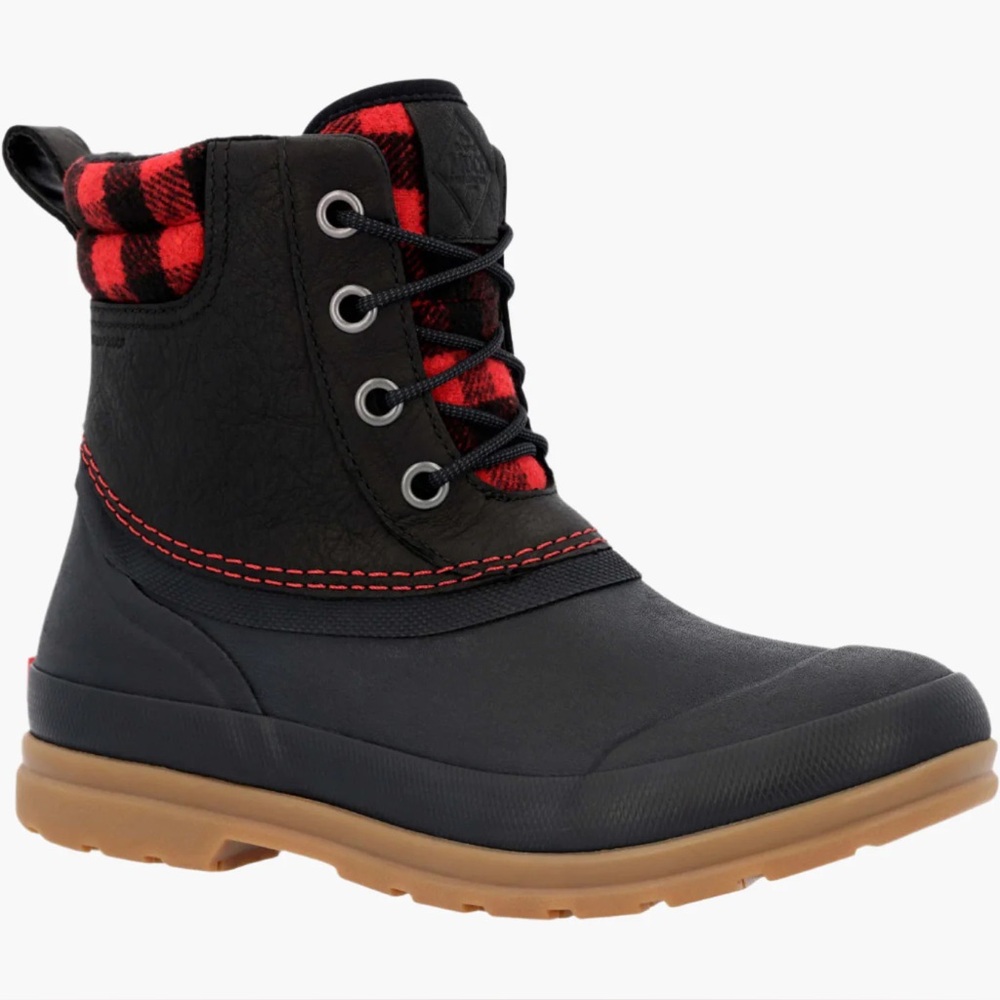 NIB Muck Women's Originals Leather Duck Lace Waterproof Boots Buffalo Plaid W11 - Picture 5 of 11